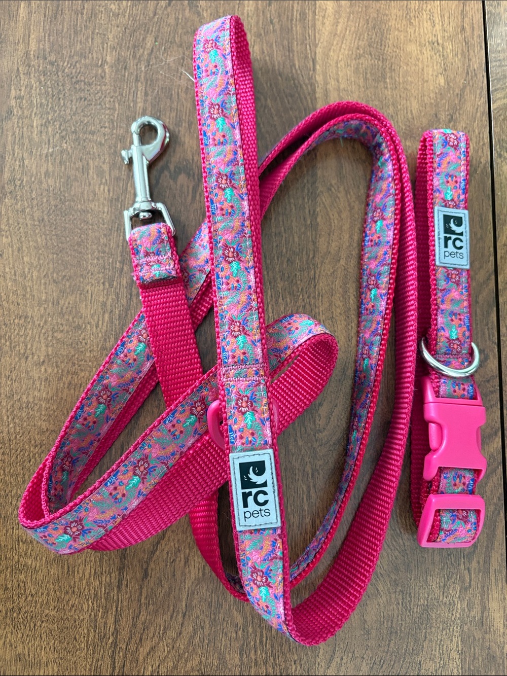 RC Pets Pink Floral Dog Leash and Collar Set